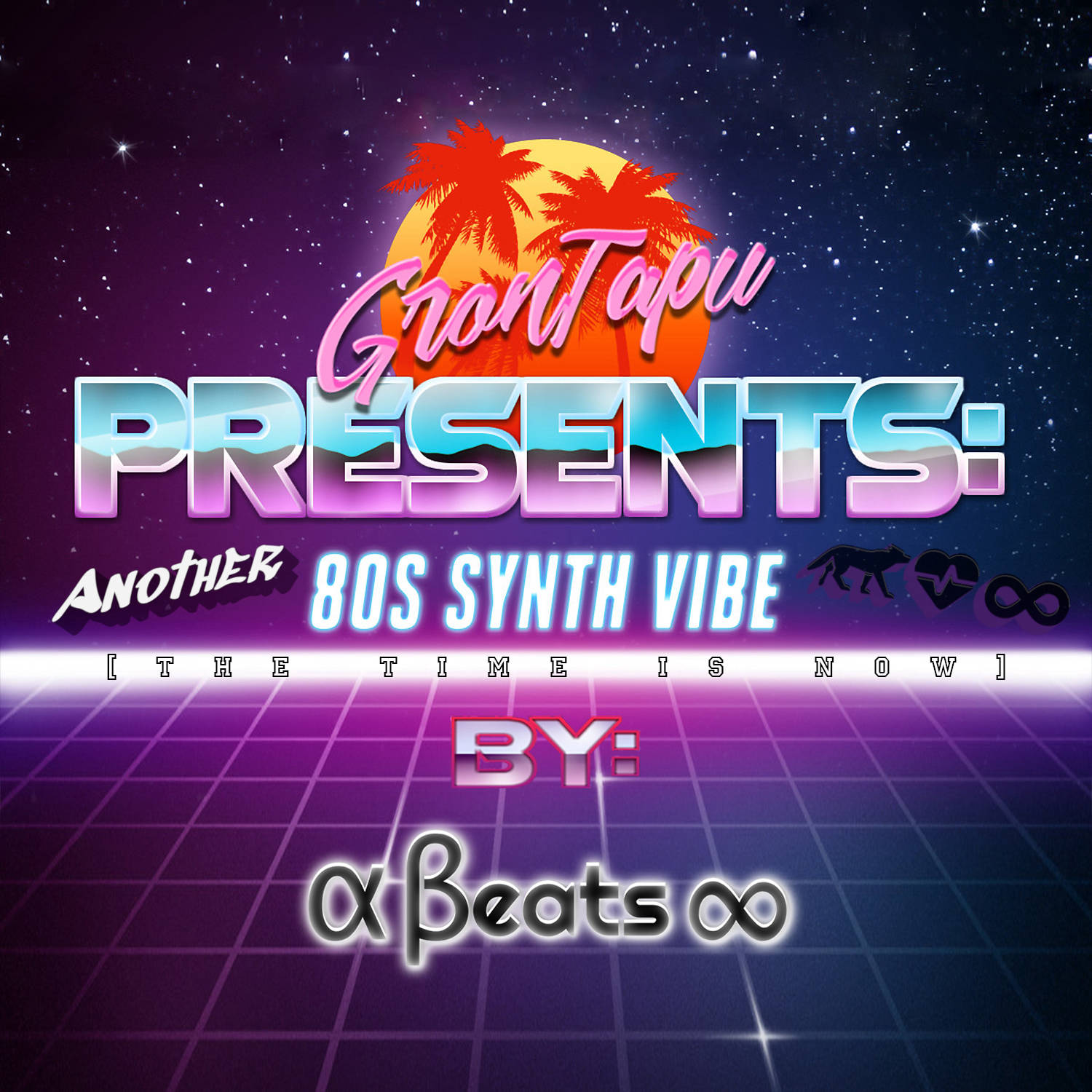 Alpha Beats Infinity Another Eighties Synth Vibe [The Time Is Now] music single cover art.